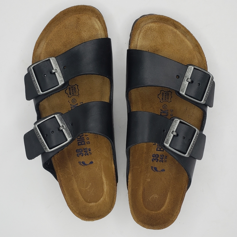 Birkenstock Size 38 Black Leather